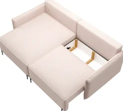 Meble Dla Dzieci|Narożniki>BROMARKT Mały narożnik do salonu na nóżkach z poduchami i funkcją spania BOCCO biały