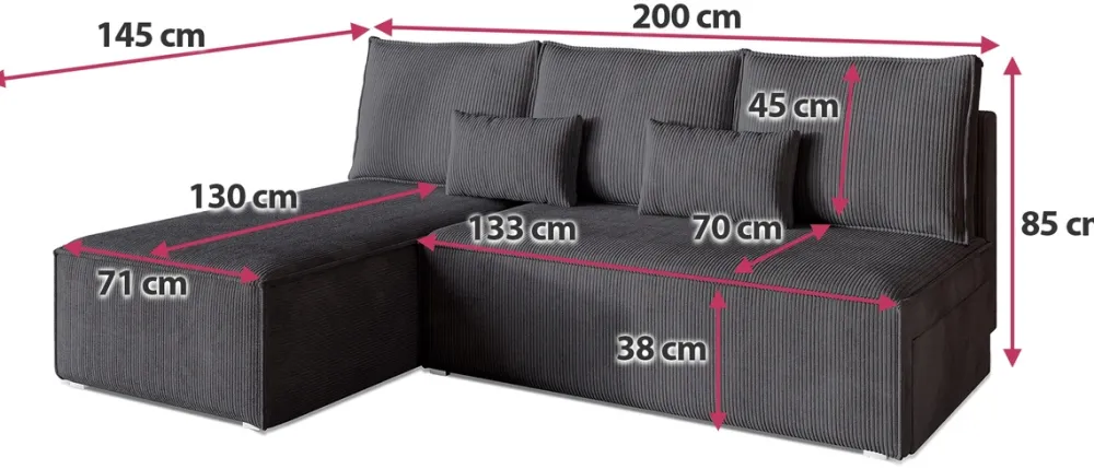 Meble Dla Dzieci|Meble Młodzieżowe>BROMARKT Mały narożnik z funkcją spania do salonu szary TOP SLIM