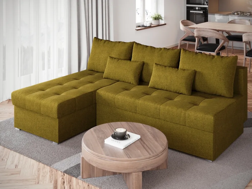 Meble Dla Dzieci|Narożniki>BROMARKT Mały narożnik z funkcją spania do salonu HOT SLIM musztardowy