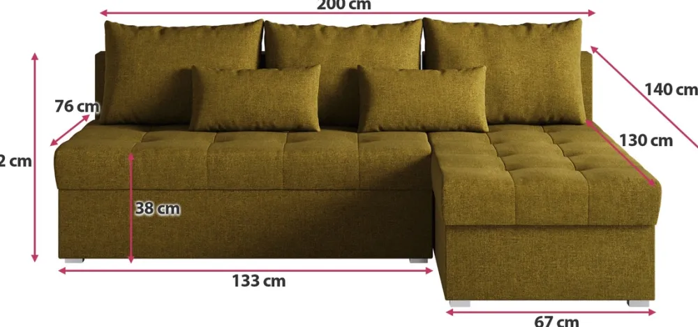 Meble Dla Dzieci|Narożniki>BROMARKT Mały narożnik z funkcją spania do salonu HOT SLIM musztardowy