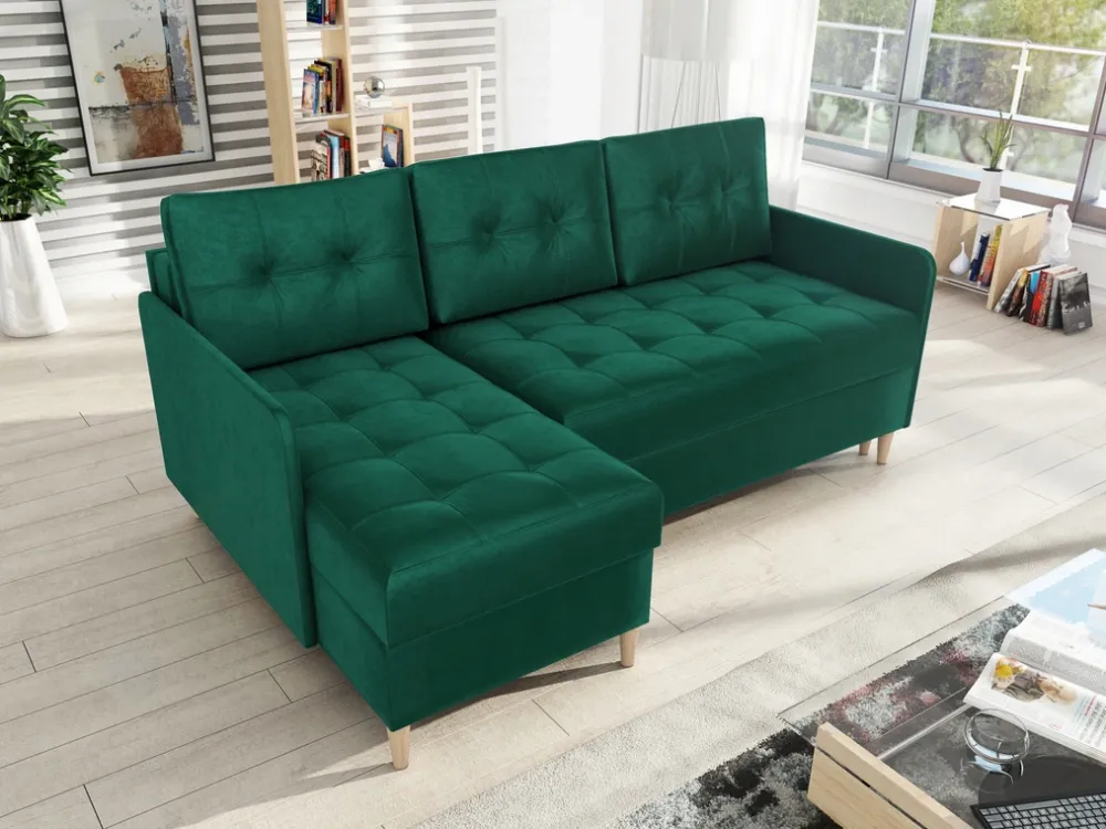 Meble Dla Dzieci|Meble Młodzieżowe>IZABELLA MEBLE Mały narożnik z funkcją spania i pojemnikiem FADO butelkowa zieleń