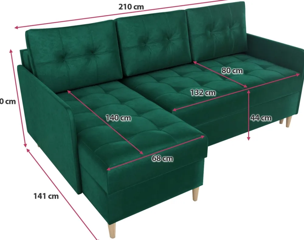 Meble Dla Dzieci|Meble Młodzieżowe>IZABELLA MEBLE Mały narożnik z funkcją spania i pojemnikiem FADO butelkowa zieleń