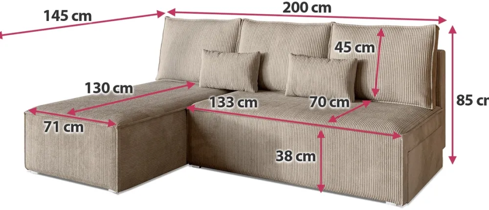 Meble Dla Dzieci|Meble Młodzieżowe>BROMARKT Mały rozkładany narożnik z funkcją spania TOP SLIM