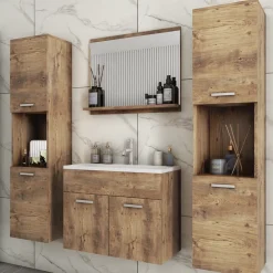 Meble Łazienkowe>BRATEX Meble łazienkowe lustro umywalka słupek REAL XL kasztan wrocławski