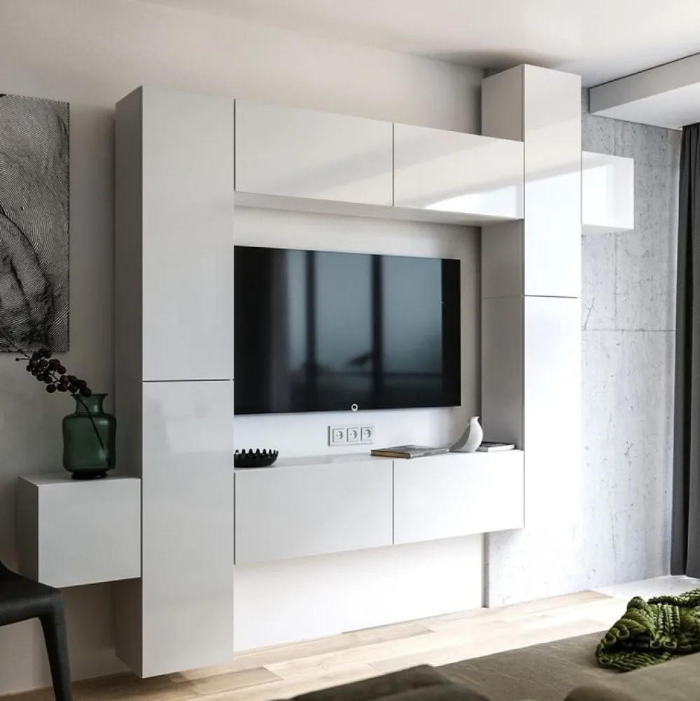 Zestawy Mebli Do Salonu|Meblościanki>BROMARKT Meble połysk PREMIUM biały