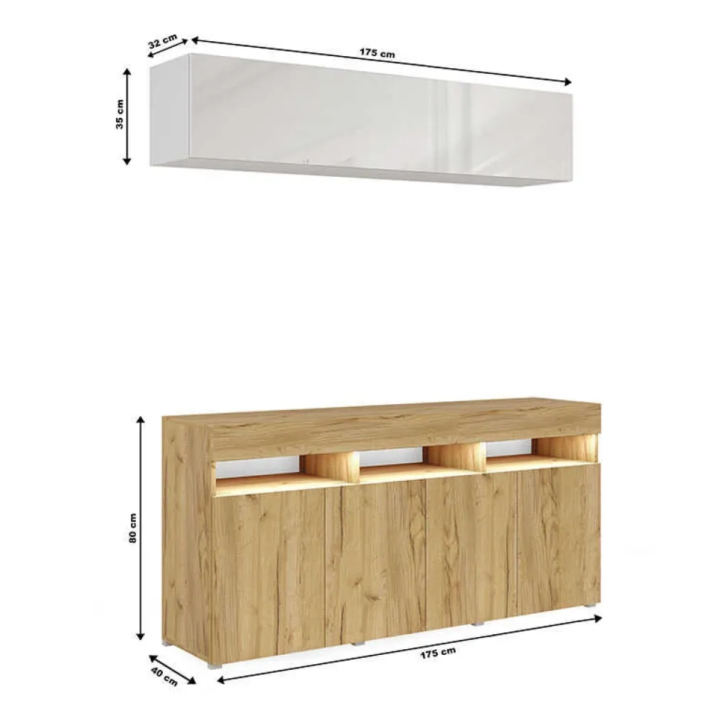 Zestawy Mebli Do Salonu|Meblościanki>BROMARKT Meble do salonu Komoda i barek PREMIUM