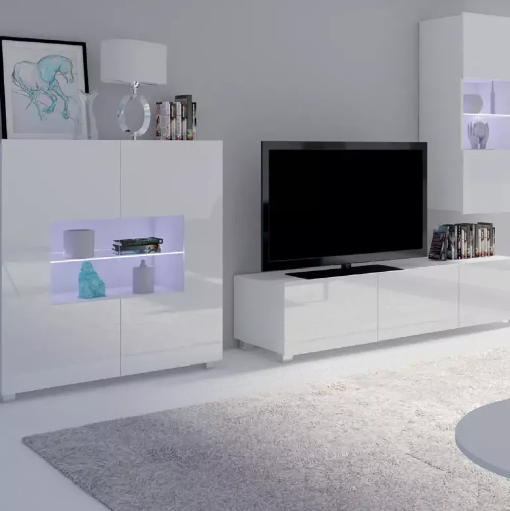 Meble Młodzieżowe|Zestawy Mebli Do Salonu>GiB Meble Meble do salonu pokoju połysk MODERN 7 biały