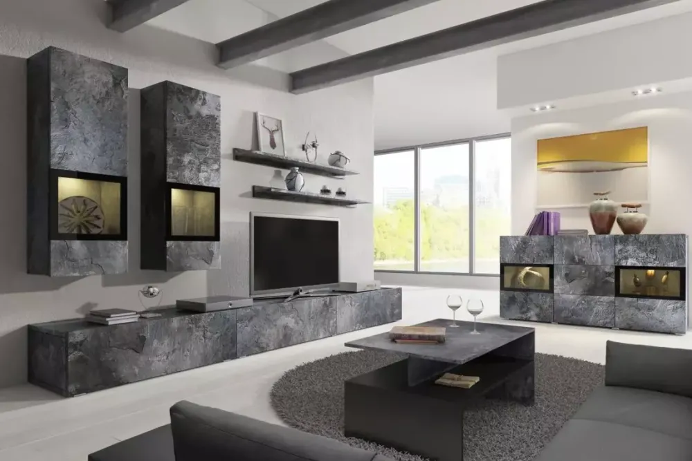 Zestawy Mebli Do Salonu>Helvetia Meble do salonu zestaw BARRET beton ciemny