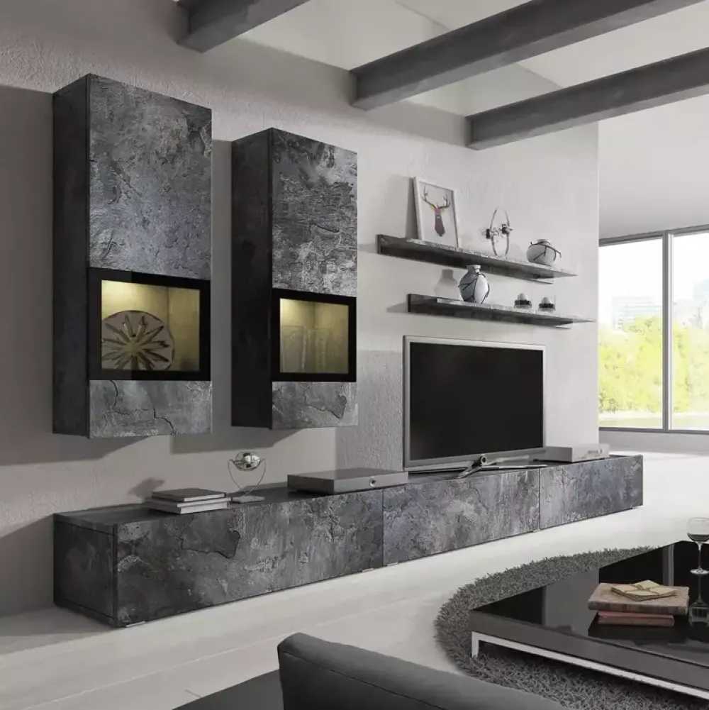 Zestawy Mebli Do Salonu>Helvetia Meble do salonu zestaw BARRET beton ciemny