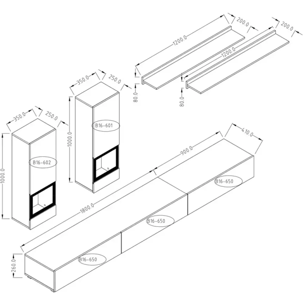 Zestawy Mebli Do Salonu>Helvetia Meble do salonu zestaw BARRET beton ciemny