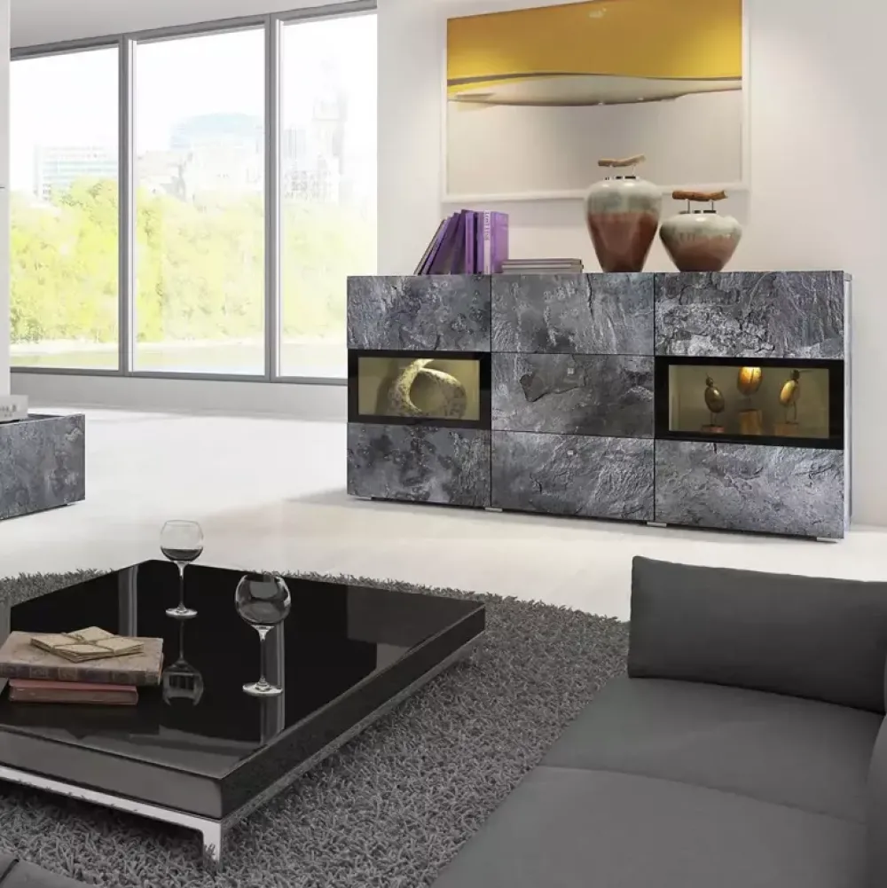 Zestawy Mebli Do Salonu>Helvetia Meble do salonu zestaw BARRET beton ciemny