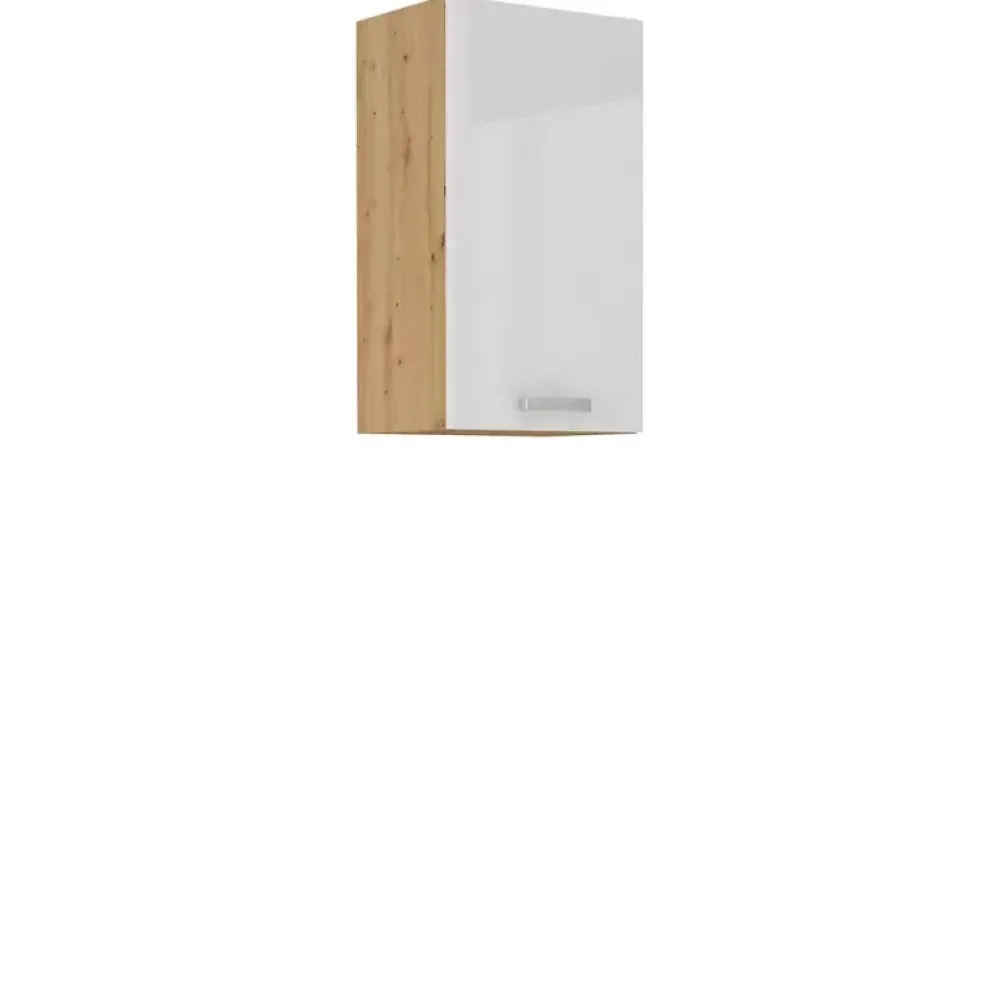 Meble Kuchenne>Lempert Meble kuchenne biały połysk z drewnem AGATA 2