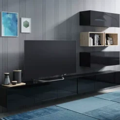 Zestawy Mebli Młodzieżowych|Meblościanki>GiB Meble Meble systemowe czarny połysk MODERN 27