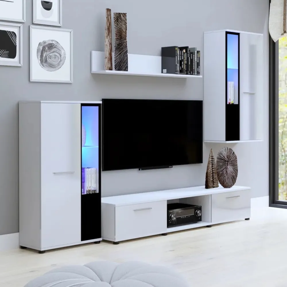 Meblościanki>Meblohand Meblościanka biała połysk CUBE biały połysk