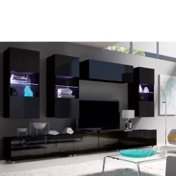 Zestawy Mebli Młodzieżowych|Meblościanki>GiB Meble Meblościanka połysk MODERN 11 czarny