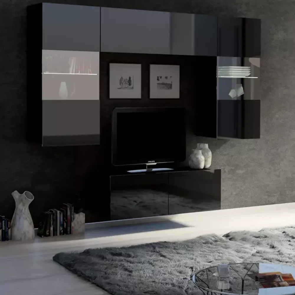 Zestawy Mebli Młodzieżowych|Meblościanki>GiB Meble Meblościanka połysk MODERN 10 czarny