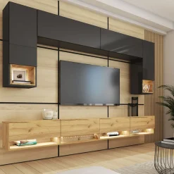 Meblościanki|Zestawy Mebli Do Salonu>BROMARKT Meblościanka do pokoju dąb złoty PREMIUM