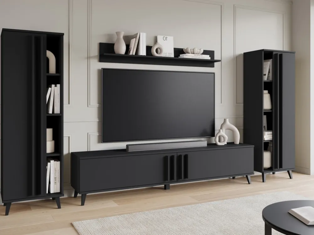 Zestawy Mebli Do Salonu|Meblościanki>BRATEX Meblościanka do pokoju meble RTV HOMELY czarny grafit
