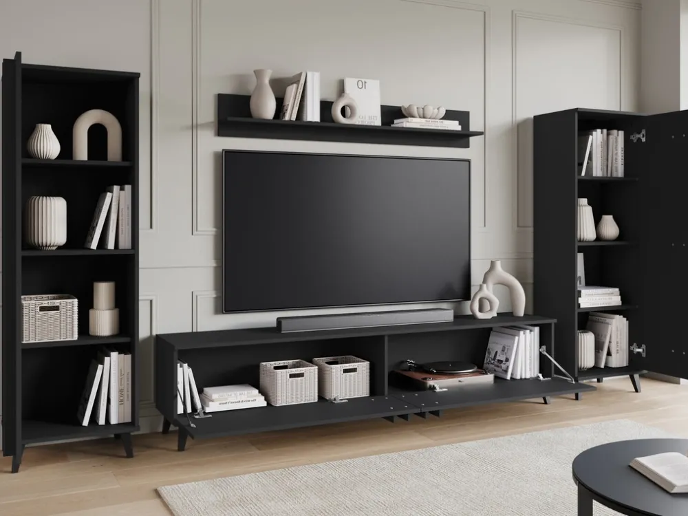 Zestawy Mebli Do Salonu|Meblościanki>BRATEX Meblościanka do pokoju meble RTV HOMELY czarny grafit