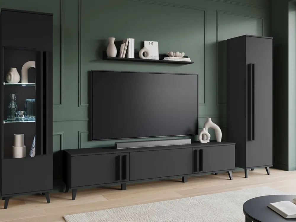 Zestawy Mebli Do Salonu|Meblościanki>BRATEX Meblościanka do pokoju nowoczesna HOMELY II czarny grafit