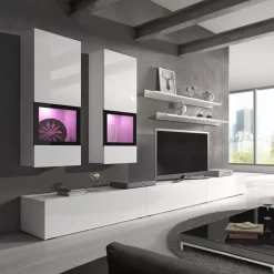 Zestawy Mebli Do Salonu|Meblościanki>Helvetia Meblościanka do salonu połysk BARRET biały