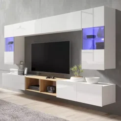 Zestawy Mebli Młodzieżowych|Meblościanki>GiB Meble Meblościanka do salonu biały połysk MODERN 24