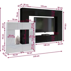 Zestawy Mebli Do Salonu></noscript>BROMARKT Meblościanka do salonu biało czarna połysk PREMIUM
