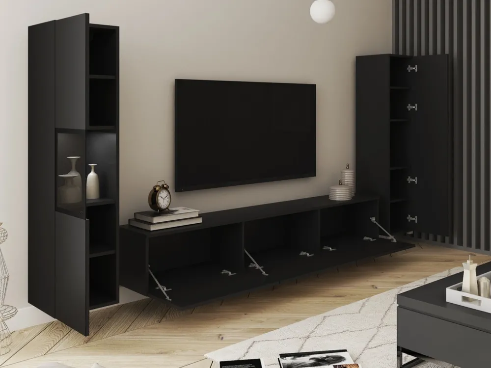 Zestawy Mebli Do Salonu|Meblościanki>BRATEX Meblościanka do salonu BRAVIN czarny grafit