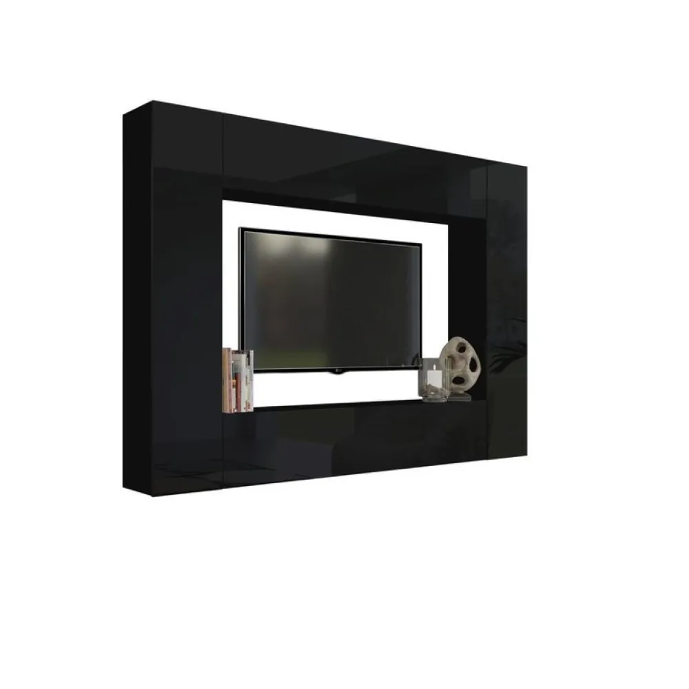 Zestawy Mebli Do Salonu|Meblościanki>BROMARKT Meblościanka do salonu połysk PREMIUM czarny