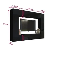 Zestawy Mebli Do Salonu|Meblościanki>BROMARKT Meblościanka do salonu połysk PREMIUM czarny