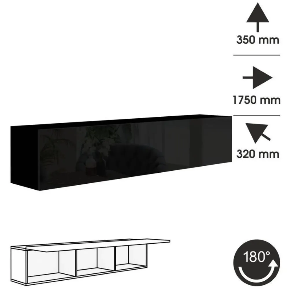 Zestawy Mebli Do Salonu|Meblościanki>BROMARKT Meblościanka do salonu połysk PREMIUM czarny