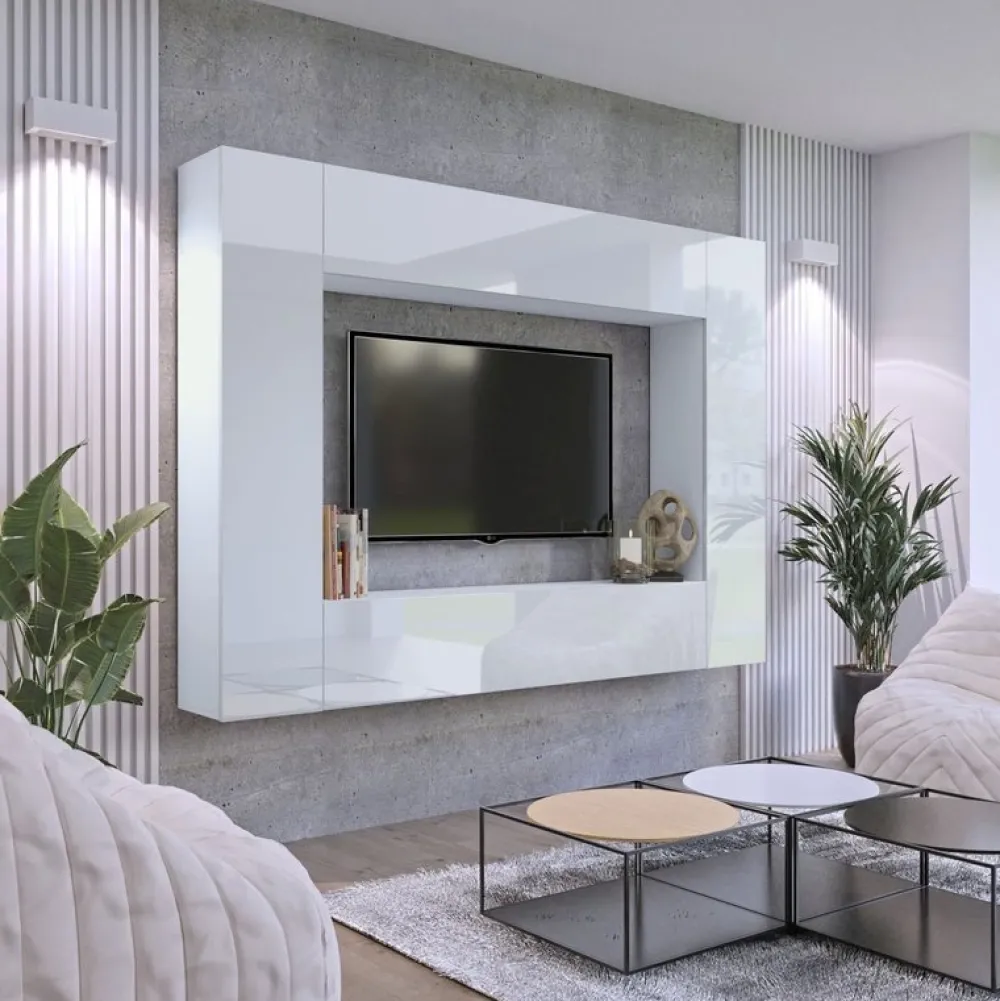 Zestawy Mebli Do Salonu|Meblościanki>BROMARKT Meblościanka do salonu połysk PREMIUM czarny