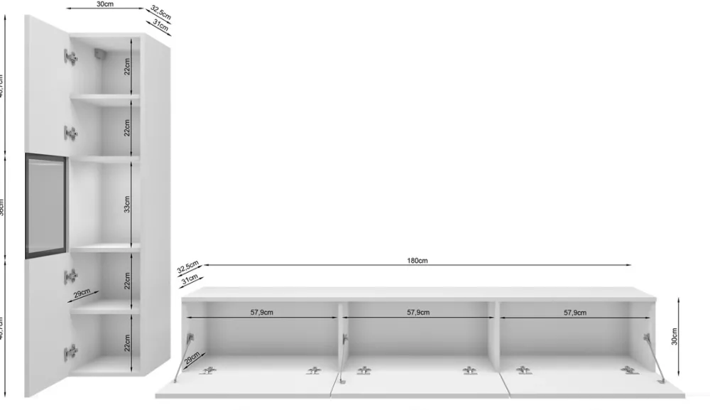 Zestawy Mebli Do Salonu|Meblościanki>BRATEX Meblościanka do salonu BRAVIN czarny grafit