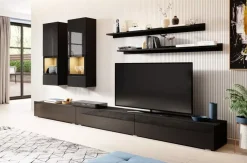 Meblościanki>Helvetia Meblościanka do salonu połysk BARRET czarny