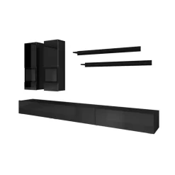 Meblościanki>Helvetia Meblościanka do salonu połysk BARRET czarny