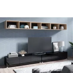 Zestawy Mebli Młodzieżowych|Meblościanki>GiB Meble Meblościanka do salonu czarny połysk MODERN 33