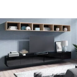 Zestawy Mebli Młodzieżowych|Meblościanki>GiB Meble Meblościanka do salonu czarny połysk MODERN 33