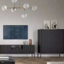 Zestawy Mebli Do Salonu|Meblościanki>PIASKI Meblościanka do salonu czarna AVANTI czarny