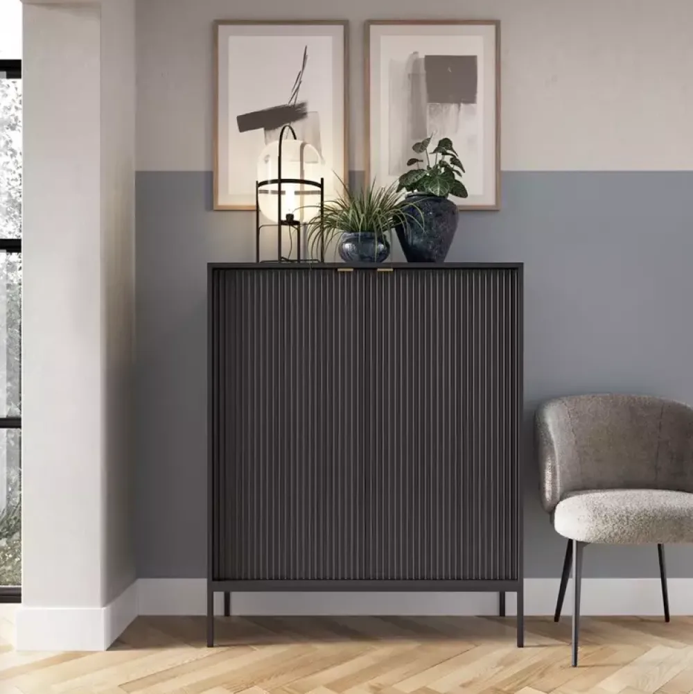 Zestawy Mebli Do Salonu|Meblościanki>PIASKI Meblościanka do salonu czarna AVANTI czarny