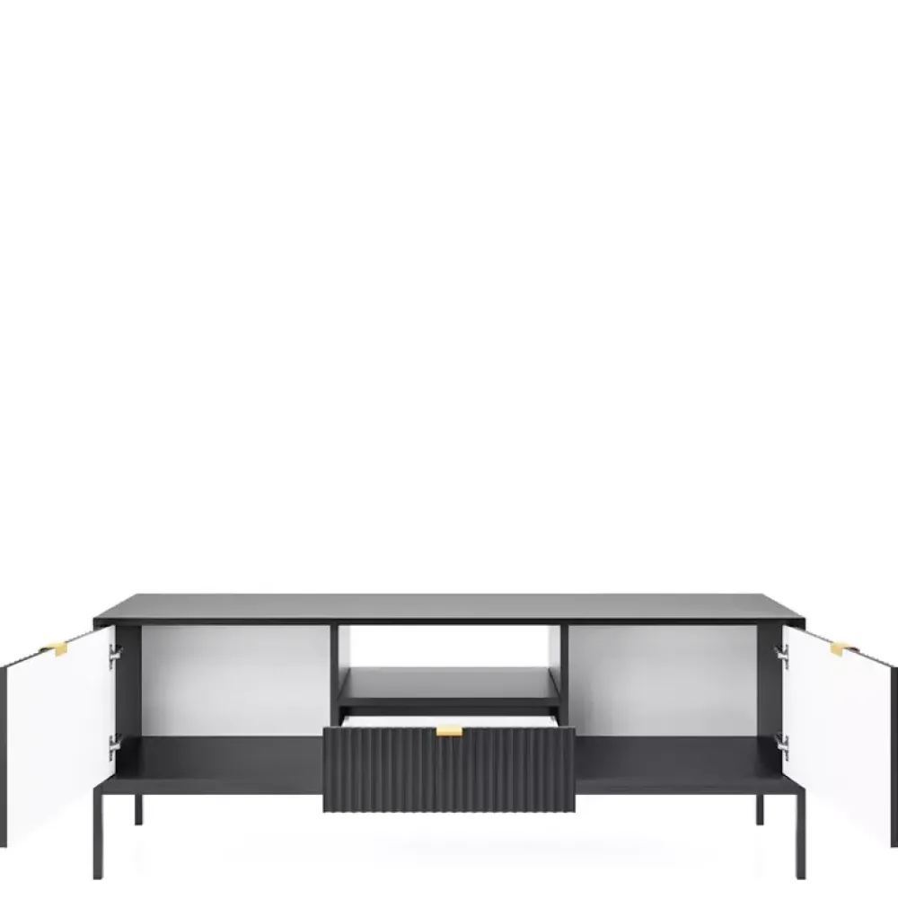 Zestawy Mebli Do Salonu|Meblościanki>PIASKI Meblościanka do salonu czarna AVANTI czarny