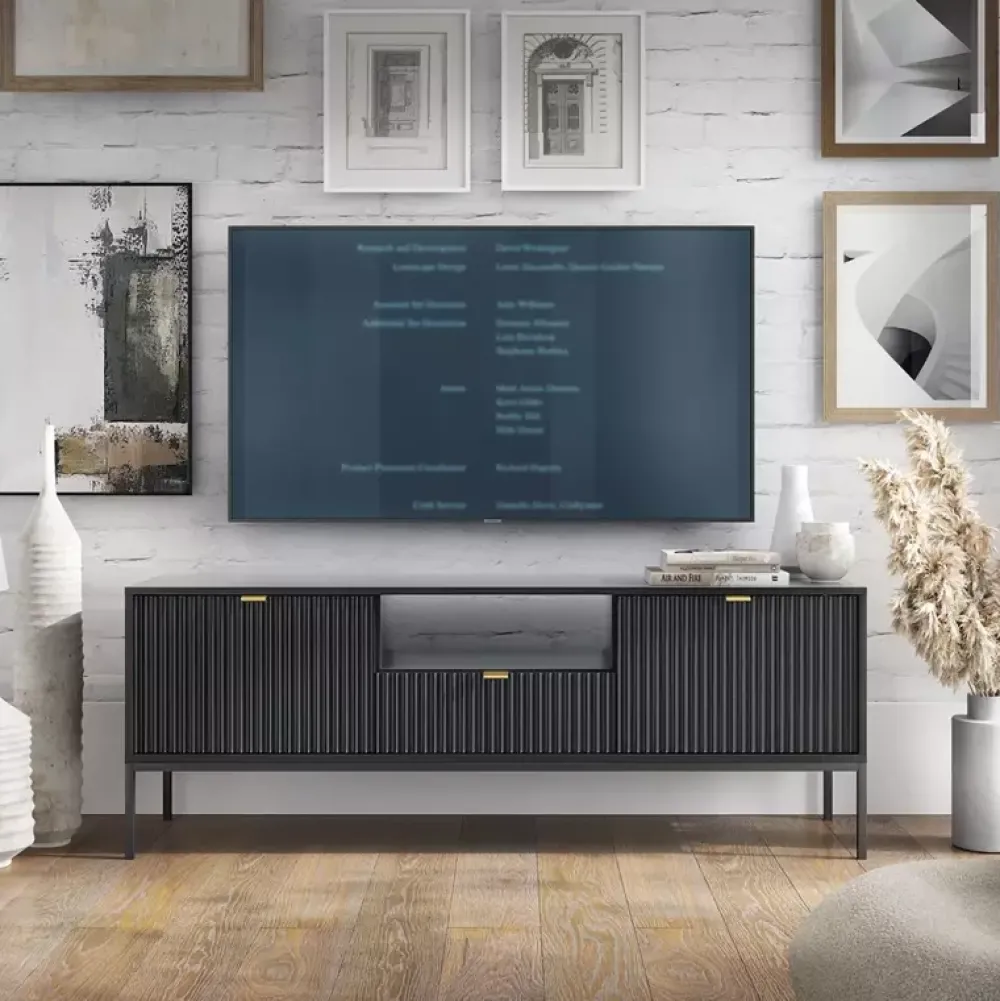 Zestawy Mebli Do Salonu|Meblościanki>PIASKI Meblościanka do salonu czarna AVANTI czarny