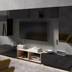 Zestawy Mebli Młodzieżowych|Meblościanki>GiB Meble Meblościanka do salonu czarny połysk MODERN 23