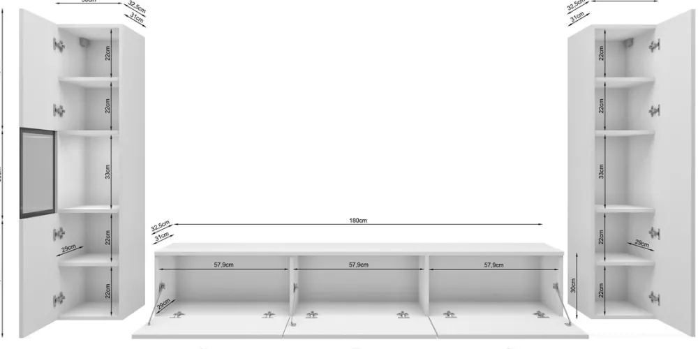 Zestawy Mebli Do Salonu|Meblościanki>BRATEX Meblościanka do salonu dąb wotan czarny BRAVIN