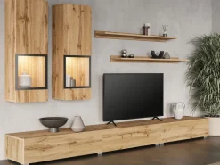 Zestawy Mebli Do Salonu|Meblościanki>Helvetia Meblościanka do salonu BARRET dąb wotan