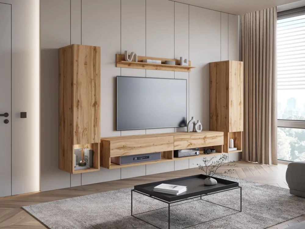 Meblościanki>BRATEX Meblościanka do salonu pod telewizor MADERA dąb wotan