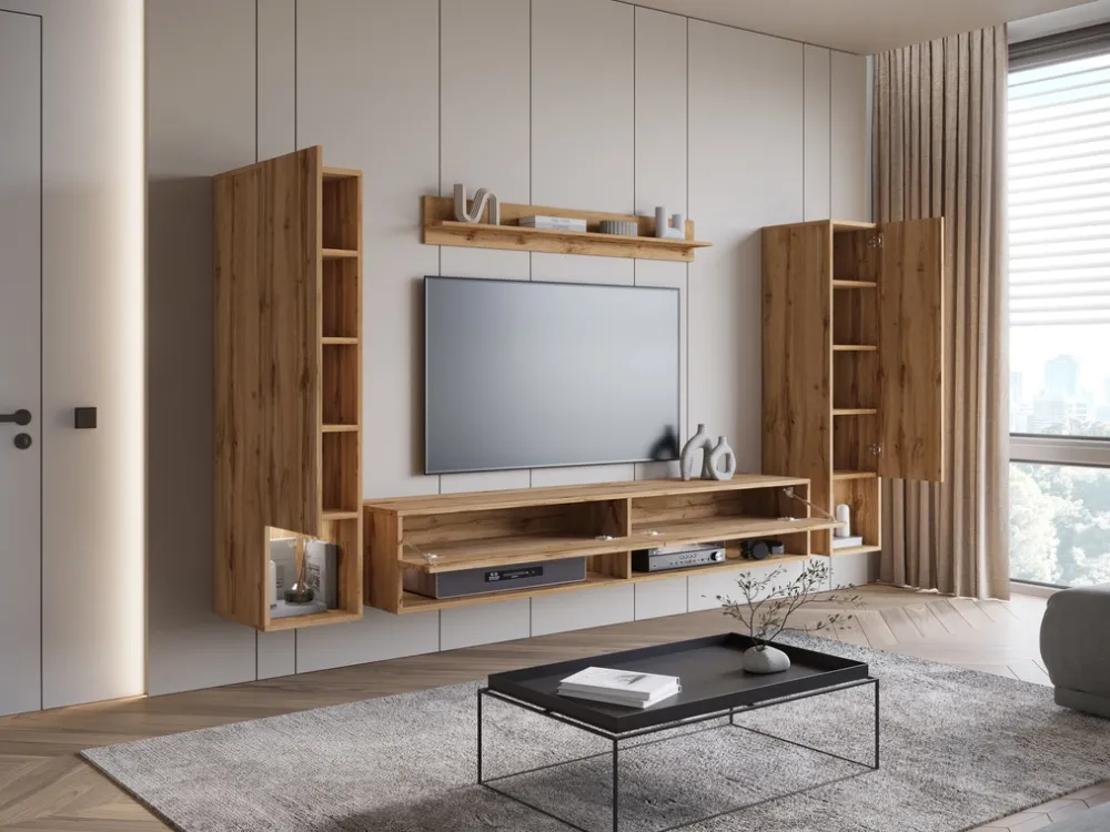 Meblościanki>BRATEX Meblościanka do salonu pod telewizor MADERA dąb wotan