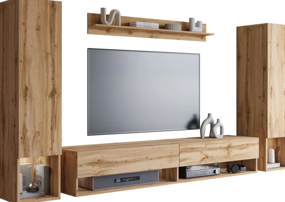 Meblościanki>BRATEX Meblościanka do salonu pod telewizor MADERA dąb wotan