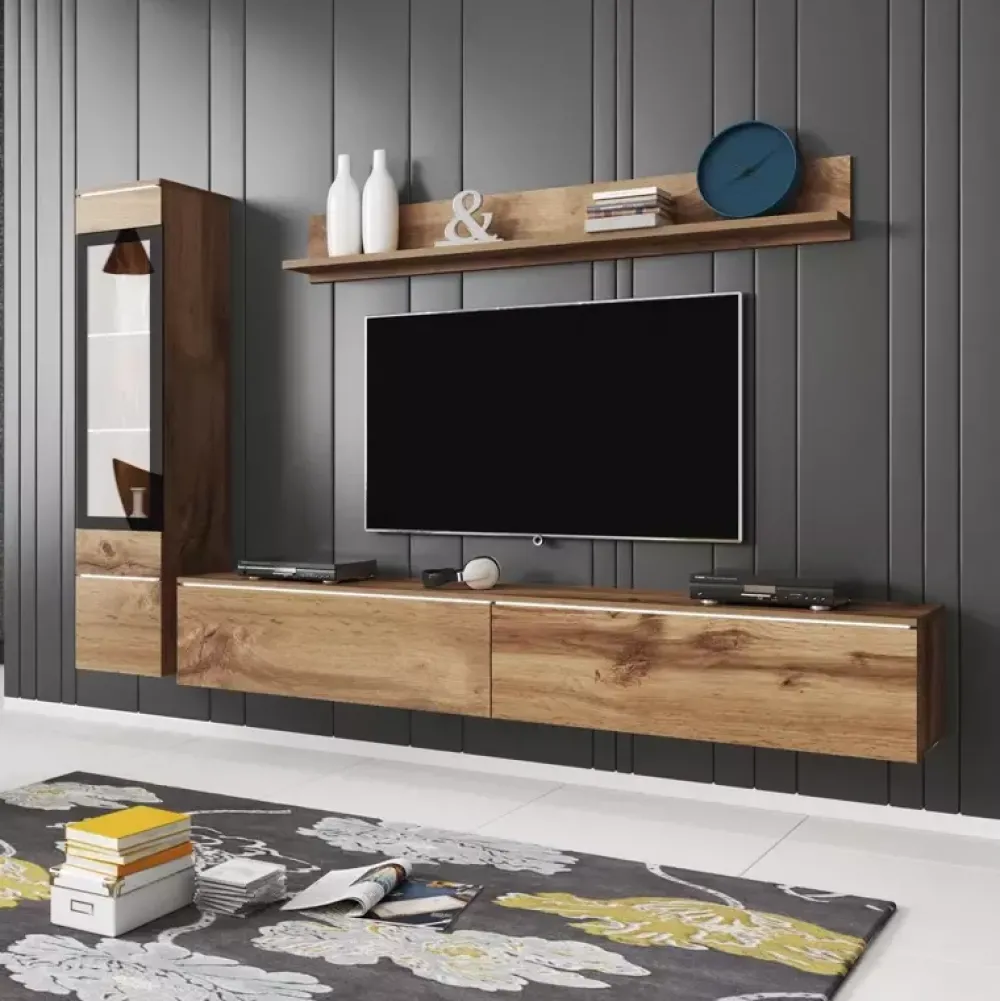 Meblościanki>BRATEX Meblościanka do salonu VELLORE dąb wotan