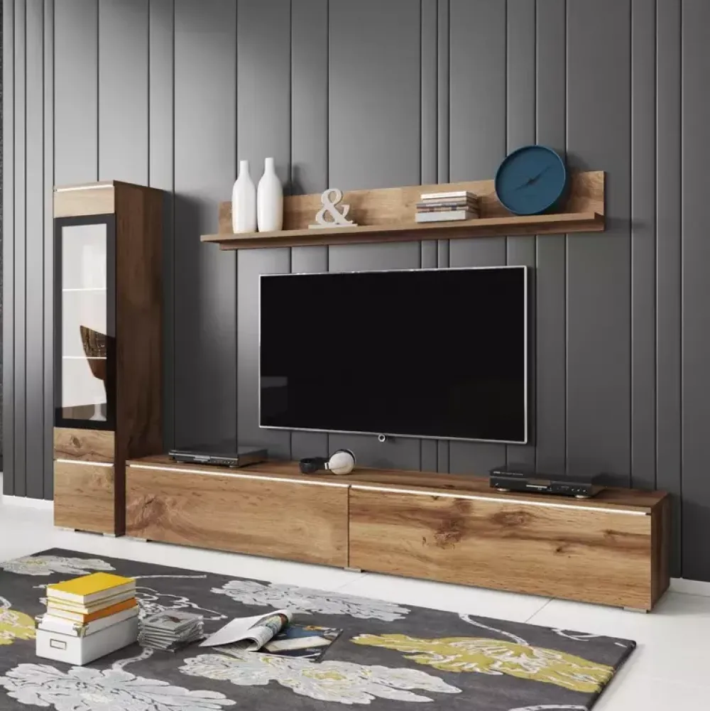 Meblościanki>BRATEX Meblościanka do salonu VELLORE dąb wotan