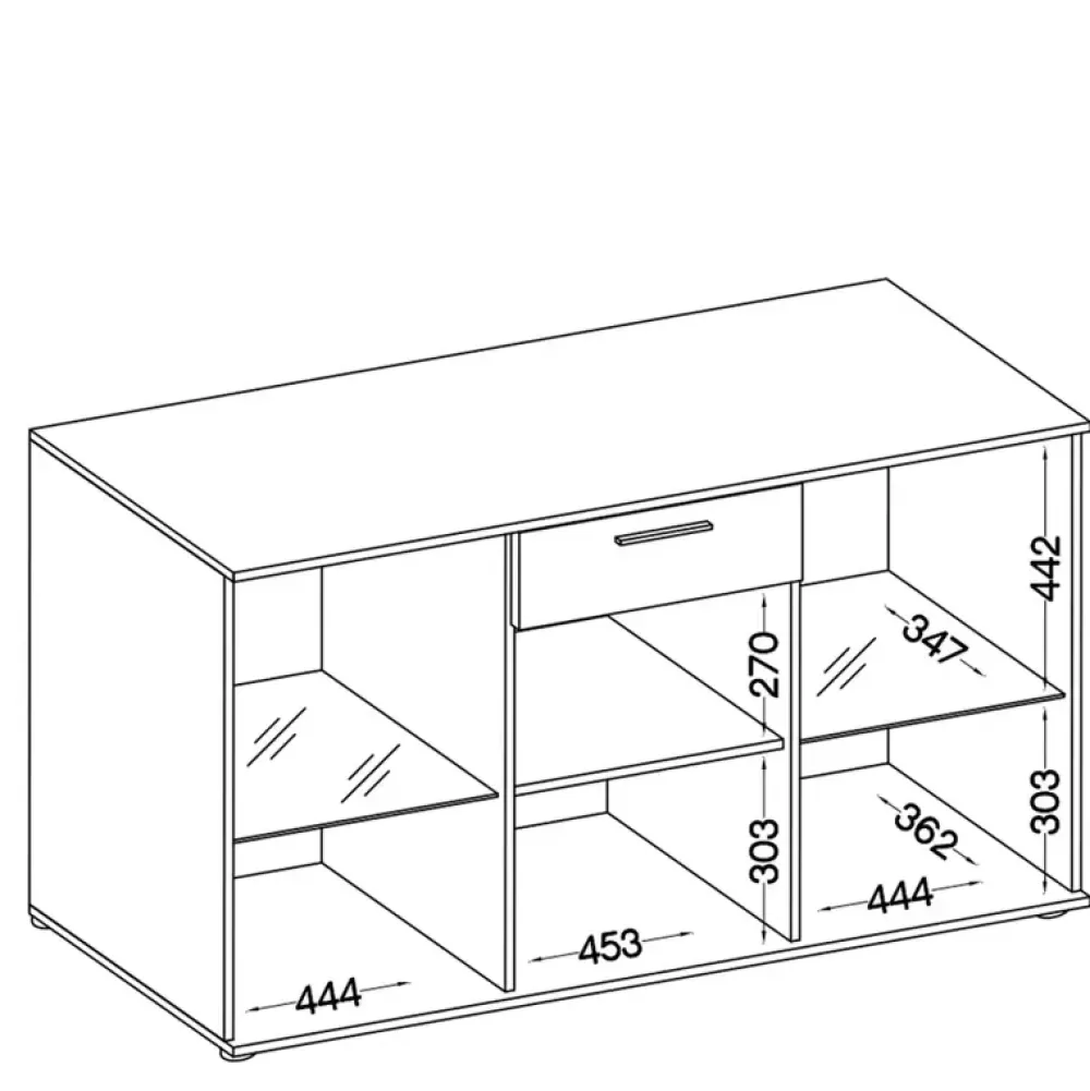 Meblościanki>Lempert Meblościanka do salonu z komodą KUBA dąb artisan